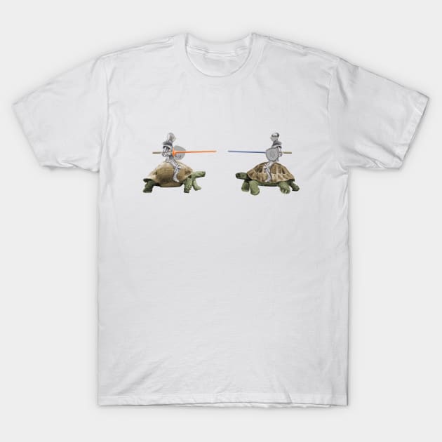 Knights jousting on tortoises T-Shirt by stu-dio-art